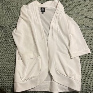 Bobeau Open Cardigan with Pockets Work Casual - Large - White